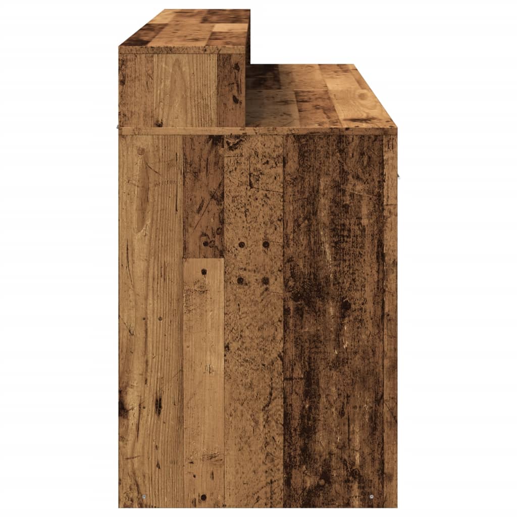 vidaXL Bureau avec lumières LED vieux bois bois d'ingénierie
