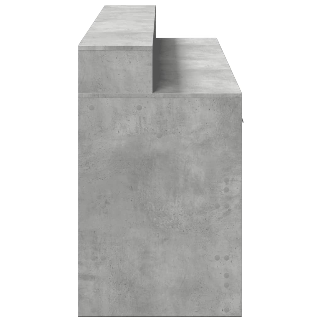 vidaXL Bureau et lumières LED gris béton 160x55x91cm bois d'ingénierie