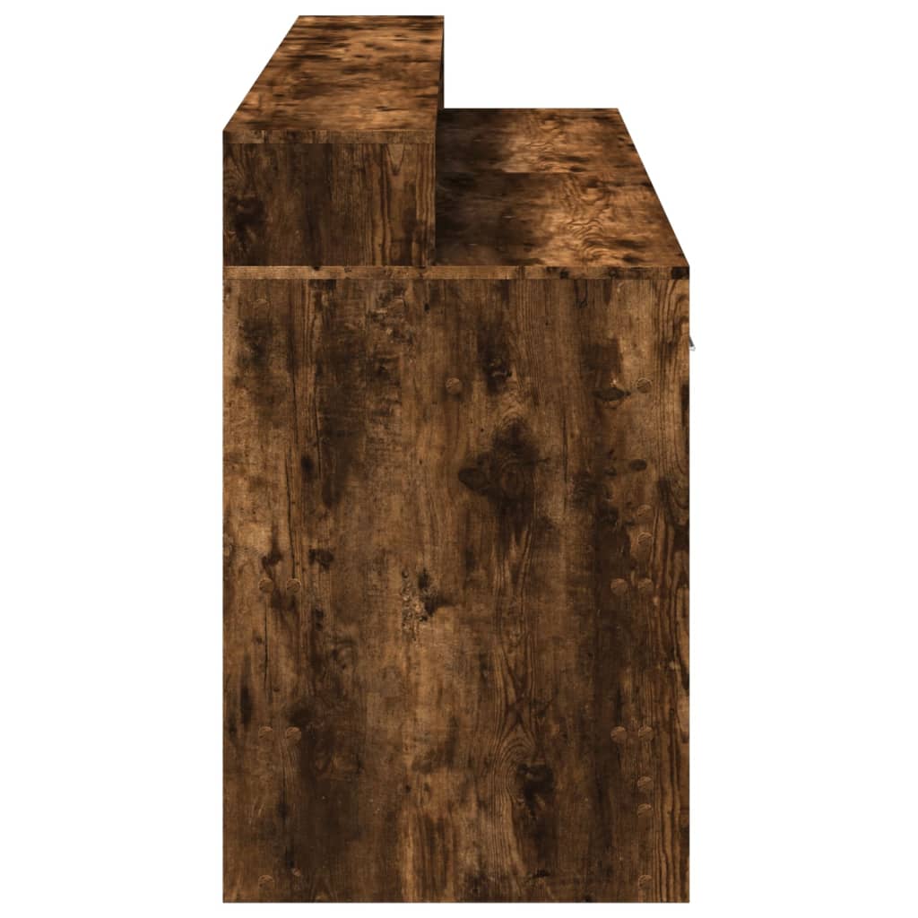 vidaXL Bureau et lumières LED chêne fumé 160x55x91cm bois d'ingénierie