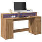 vidaXL Bureau avec lumières LED chêne artisanal bois d'ingénierie