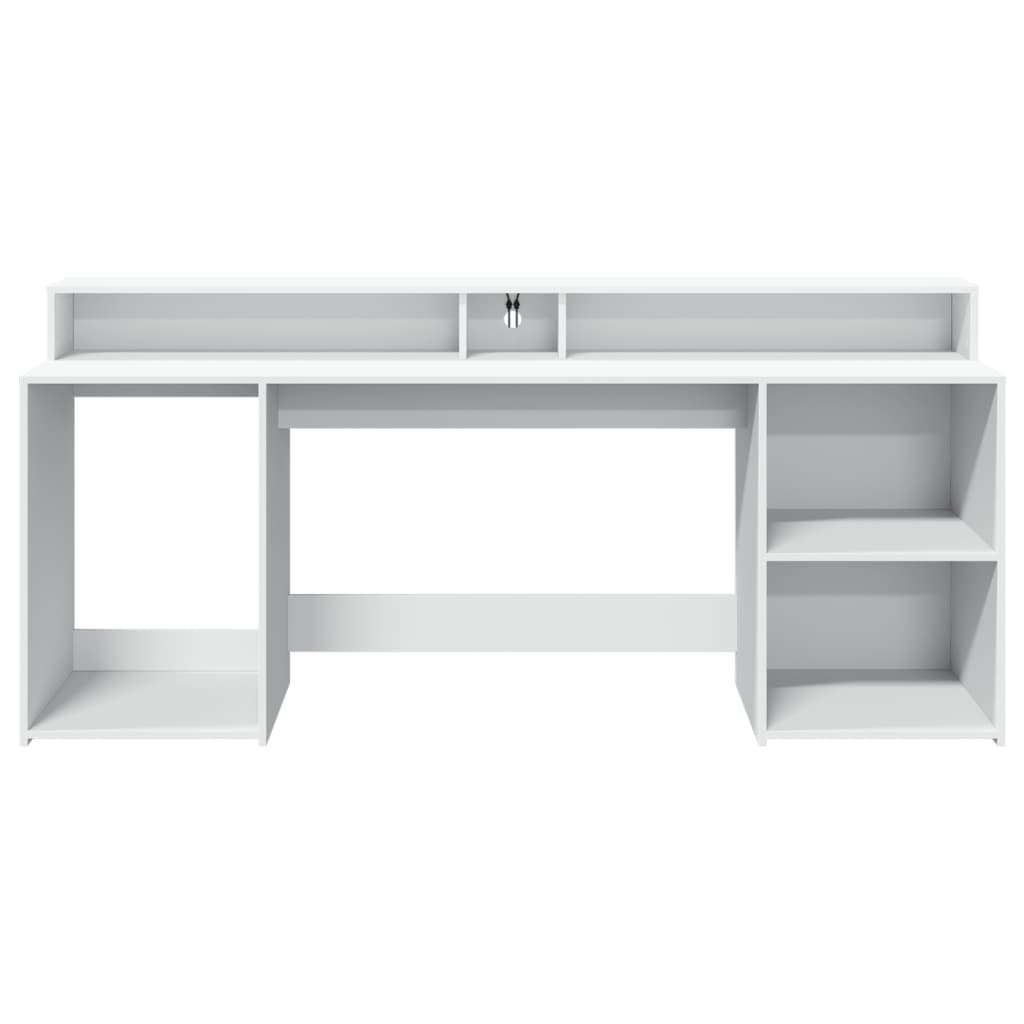 vidaXL Bureau avec lumières LED blanc 200x55x91 cm bois d'ingénierie