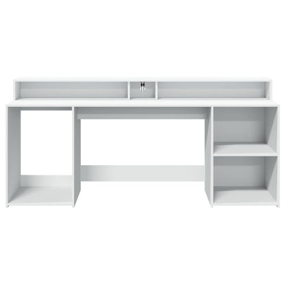 vidaXL Bureau avec lumières LED blanc 200x55x91 cm bois d'ingénierie