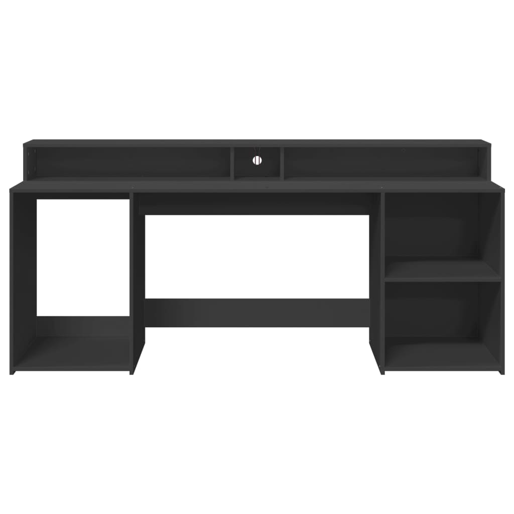 vidaXL Bureau avec lumières LED noir 200x55x91 cm bois d'ingénierie