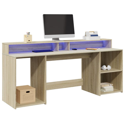 vidaXL Bureau avec lumières LED chêne sonoma bois d'ingénierie