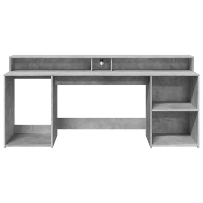 vidaXL Bureau et lumières LED gris béton 200x55x91cm bois d'ingénierie