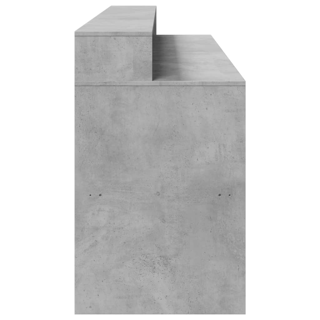 vidaXL Bureau et lumières LED gris béton 200x55x91cm bois d'ingénierie