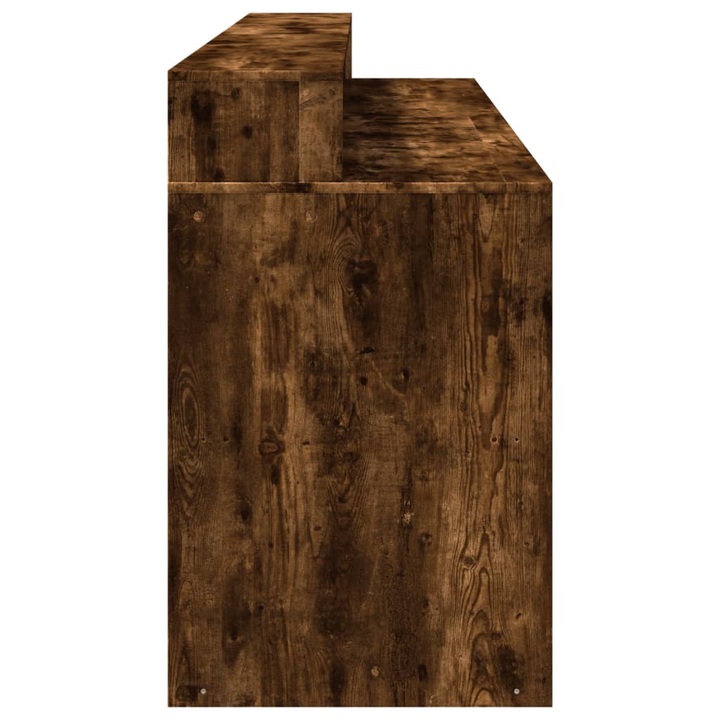 vidaXL Bureau et lumières LED chêne fumé 200x55x91cm bois d'ingénierie