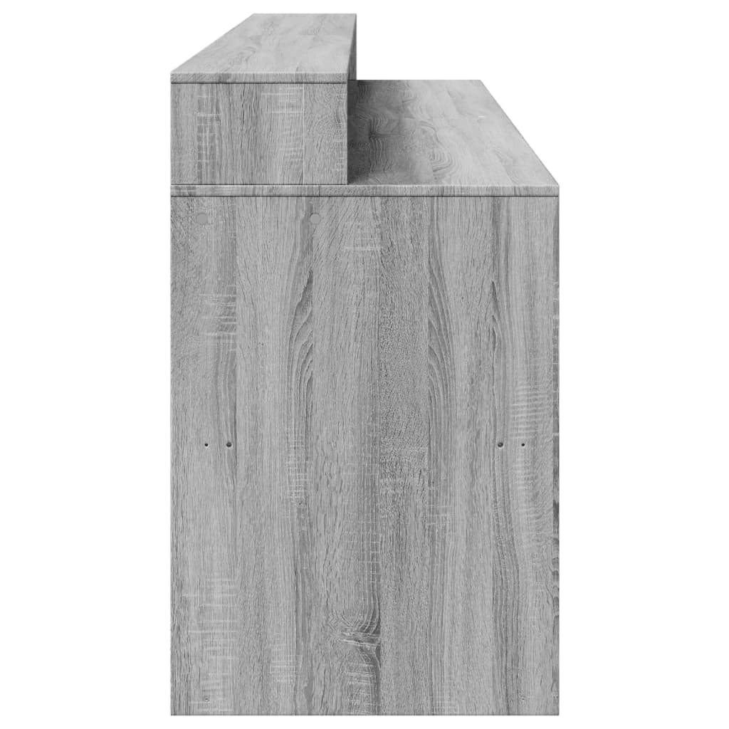 vidaXL Bureau et lumières LED sonoma gris 200x55x91 cm bois ingénierie