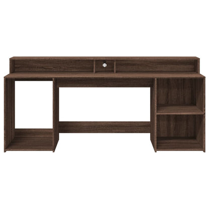 vidaXL Bureau et lumières LED chêne marron bois d'ingénierie