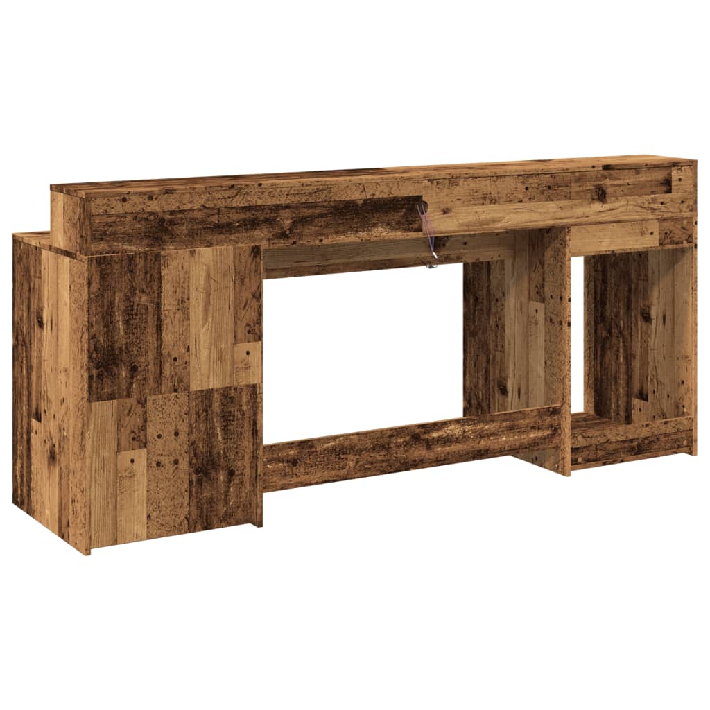 vidaXL Bureau avec lumières LED vieux bois bois d'ingénierie