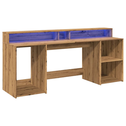vidaXL Bureau avec lumières LED chêne artisanal bois d'ingénierie