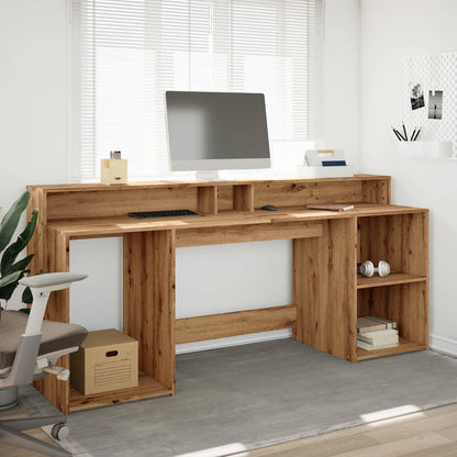 vidaXL Bureau avec lumières LED chêne artisanal bois d'ingénierie