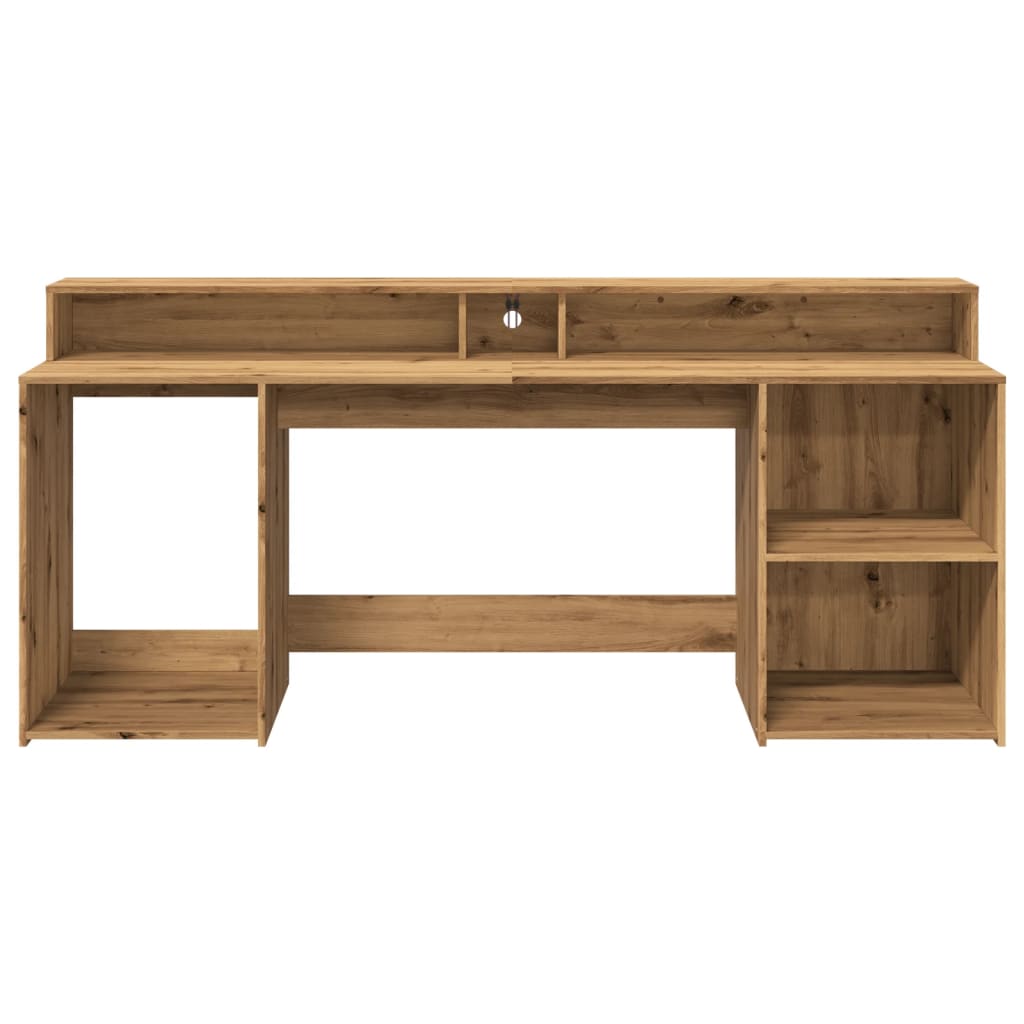 vidaXL Bureau avec lumières LED chêne artisanal bois d'ingénierie