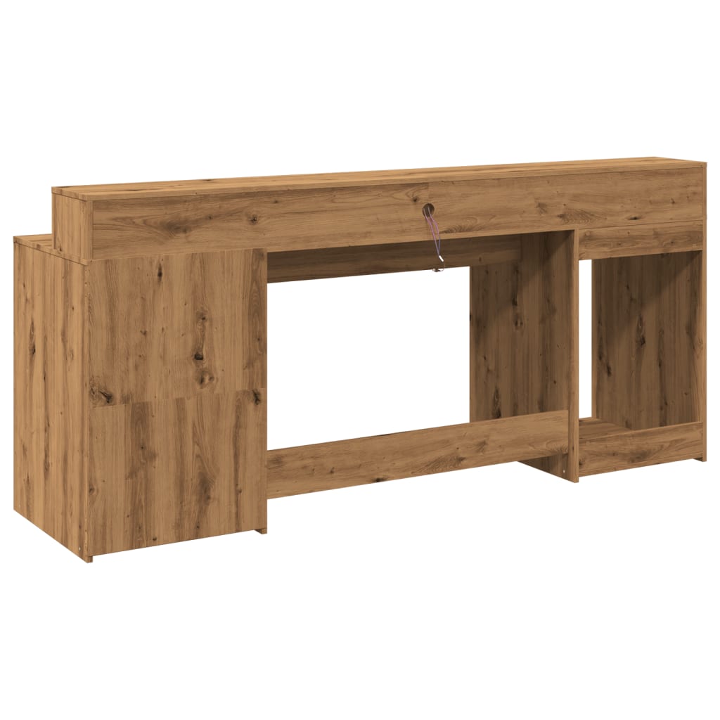 vidaXL Bureau avec lumières LED chêne artisanal bois d'ingénierie