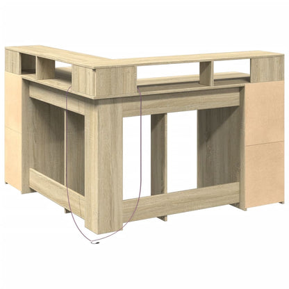 vidaXL Bureau avec lumières LED chêne sonoma bois d'ingénierie