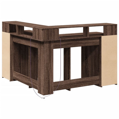 vidaXL Bureau et lumières LED chêne marron bois d'ingénierie