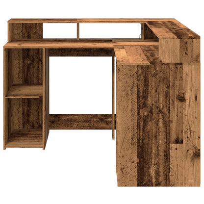 vidaXL Bureau avec lumières LED vieux bois bois d'ingénierie