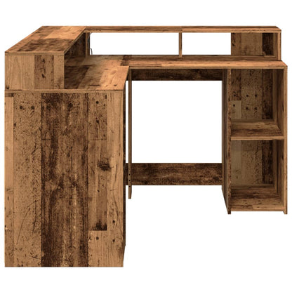 vidaXL Bureau avec lumières LED vieux bois bois d'ingénierie