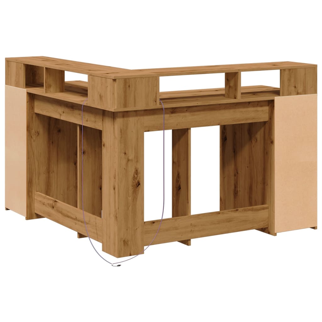 vidaXL Bureau avec lumières LED chêne artisanal bois d'ingénierie