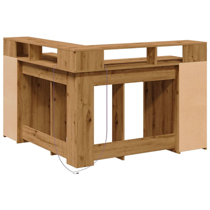 vidaXL Bureau avec lumières LED chêne artisanal bois d'ingénierie