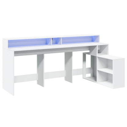 vidaXL Bureau avec lumières LED blanc 200x104x91 cm bois d'ingénierie