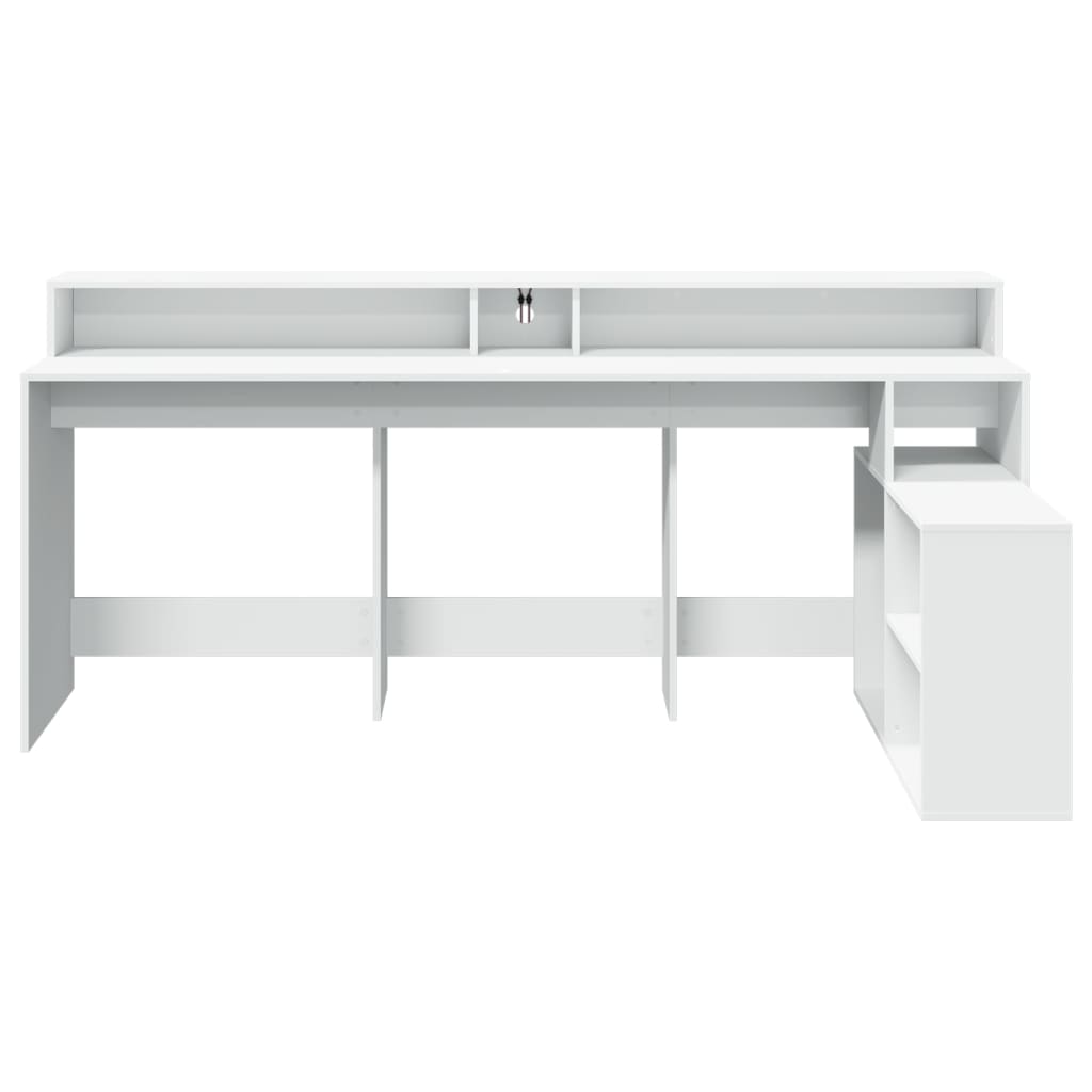 vidaXL Bureau avec lumières LED blanc 200x104x91 cm bois d'ingénierie