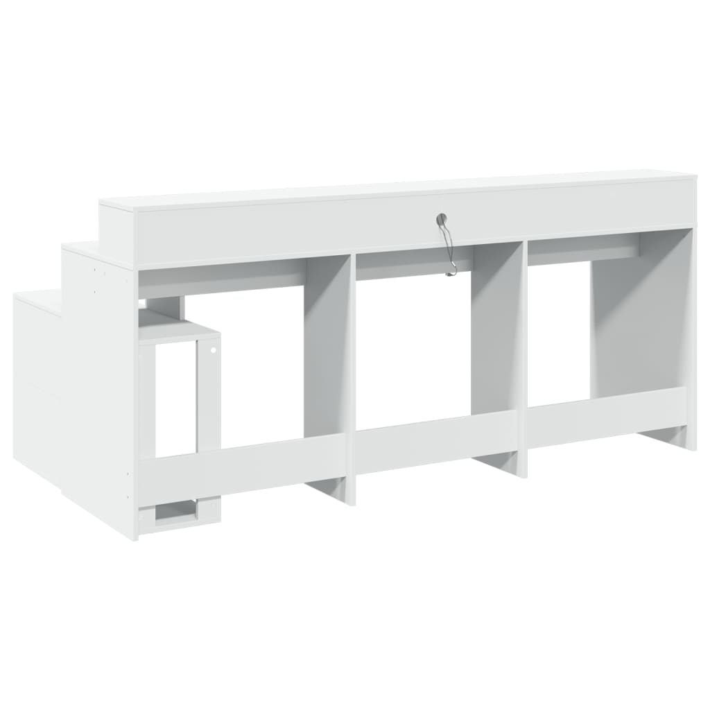 vidaXL Bureau avec lumières LED blanc 200x104x91 cm bois d'ingénierie