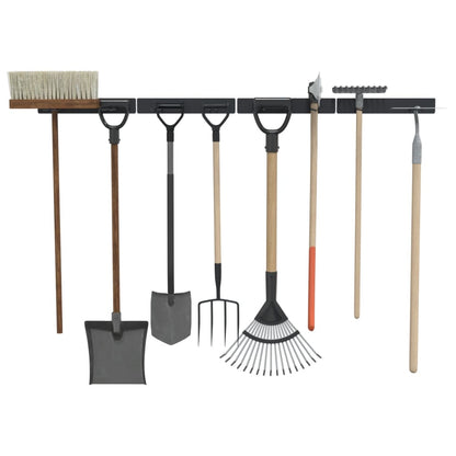 vidaXL Supports muraux pour outils de jardin 4 pcs noir acier