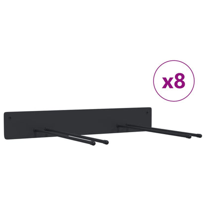 vidaXL Supports muraux pour outils de jardin 8 pcs noir acier