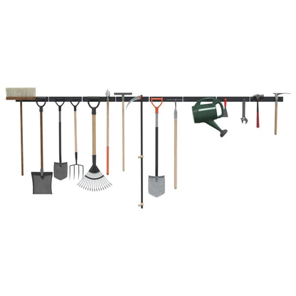 vidaXL Supports muraux pour outils de jardin 8 pcs noir acier