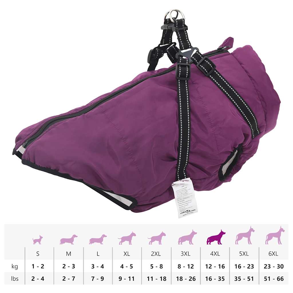 vidaXL Manteau pour chiens avec harnais imperméable réfléchissant 4XL