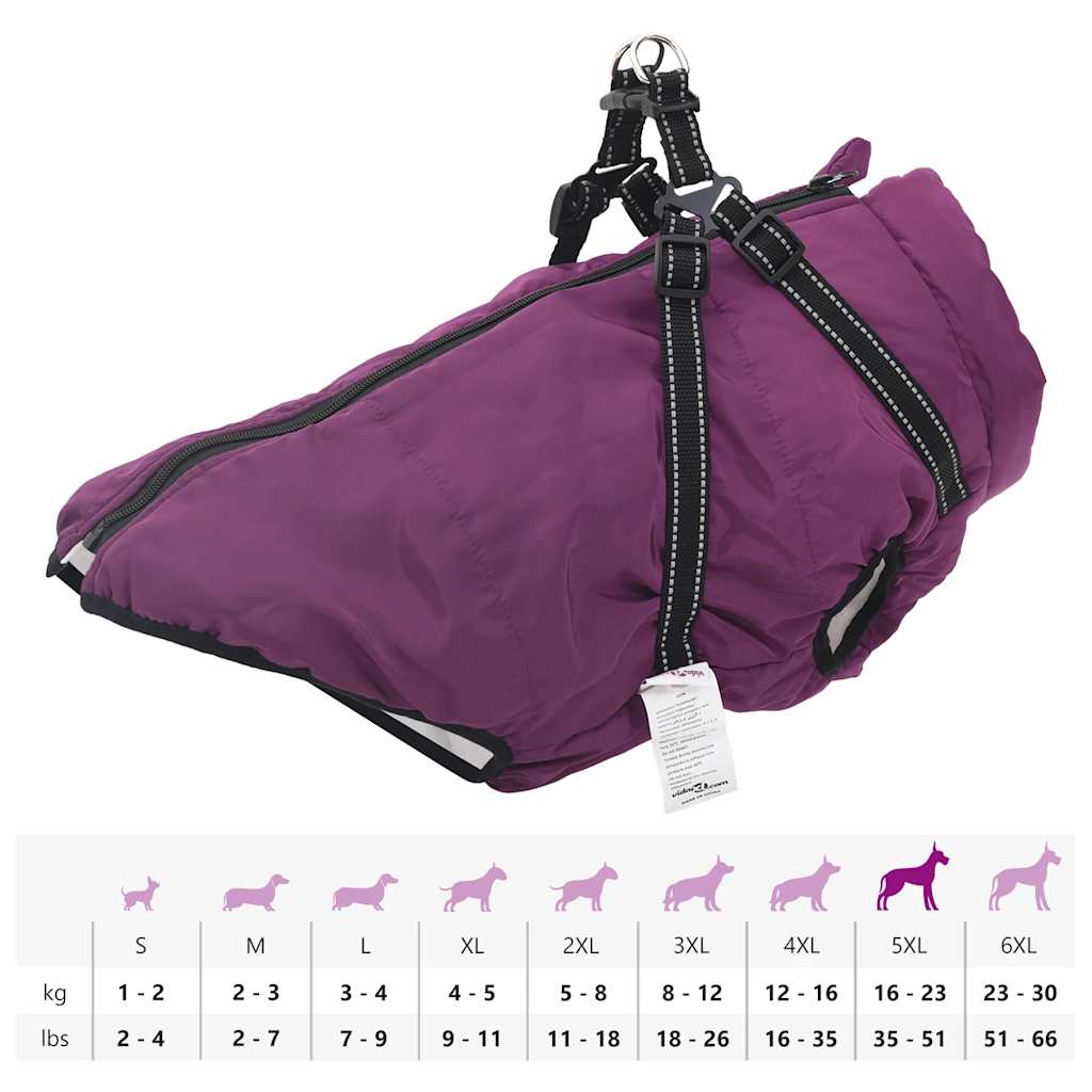 vidaXL Manteau pour chiens avec harnais imperméable réfléchissant 5XL