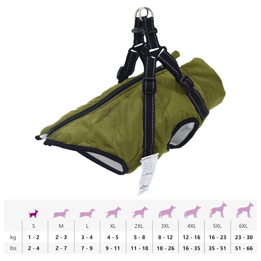 vidaXL Manteau pour chiens avec harnais imperméable réfléchissant S