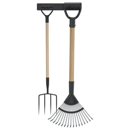 vidaXL Support mural pour outils de jardin noir acier