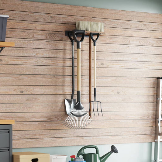 vidaXL Support mural pour outils de jardin noir acier