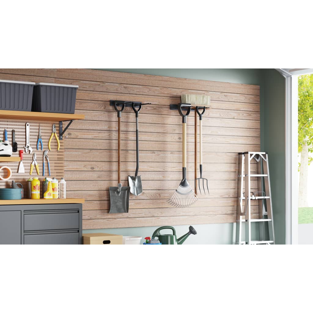 vidaXL Supports muraux pour outils de jardin 2 pcs noir acier