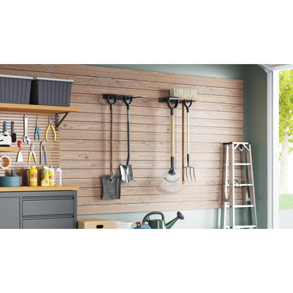vidaXL Supports muraux pour outils de jardin 2 pcs noir acier