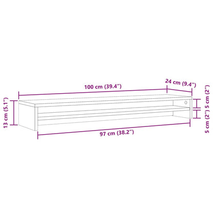 vidaXL Support de moniteur vieux bois 100x24x13 cm bois d'ingénierie