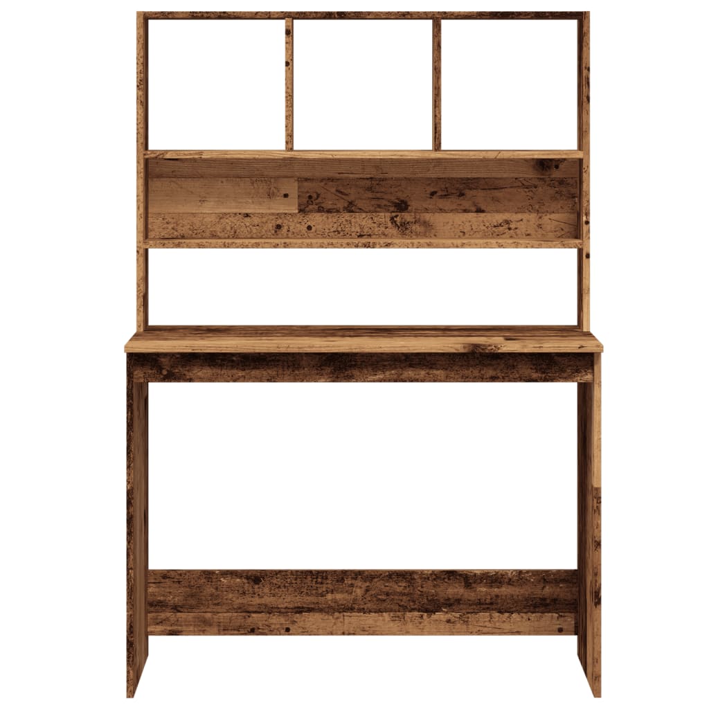 vidaXL Bureau avec étagères vieux bois 102x45x148 cm bois d'ingénierie