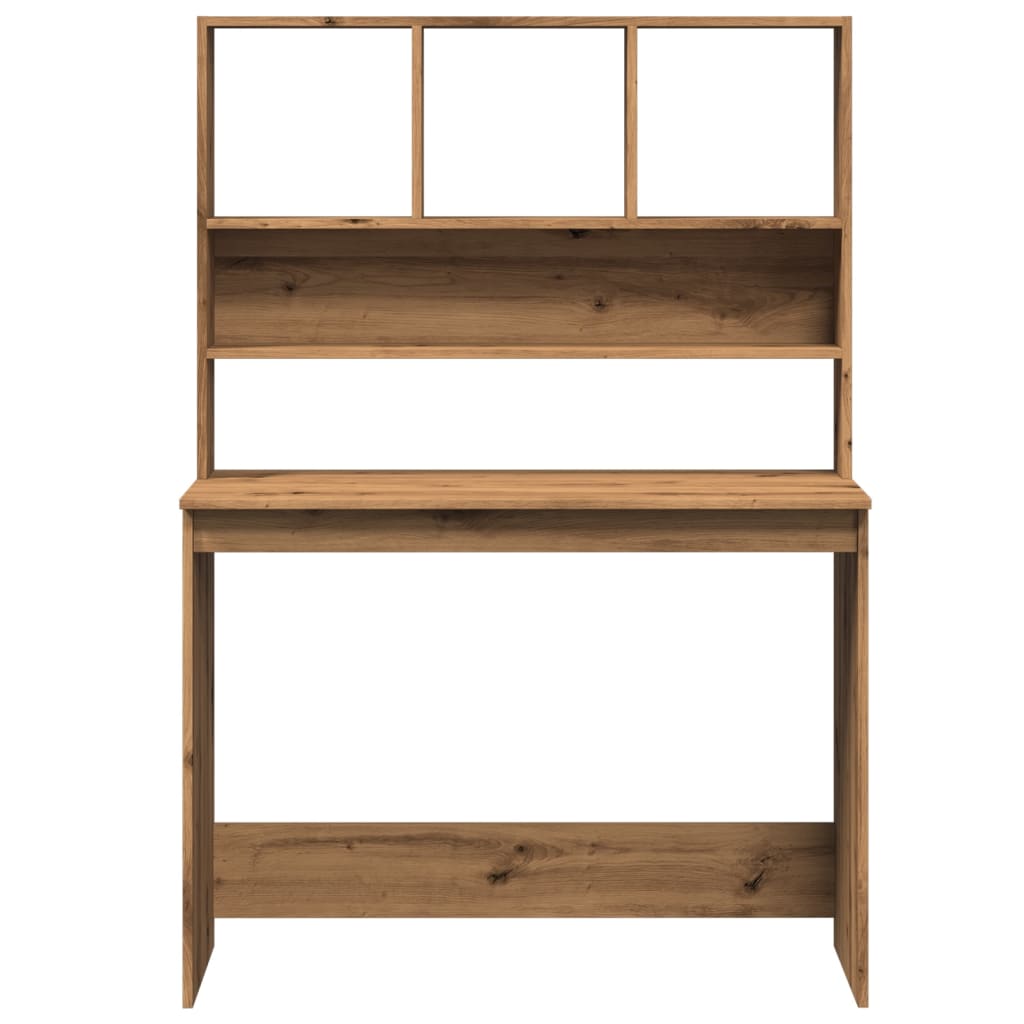 vidaXL Bureau avec étagères chêne artisanal Bois d'ingénierie