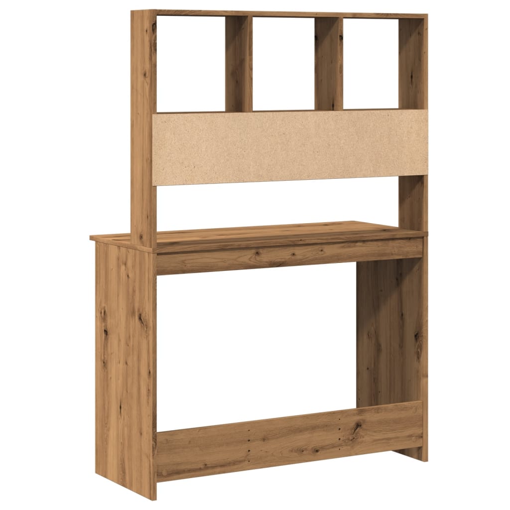vidaXL Bureau avec étagères chêne artisanal Bois d'ingénierie