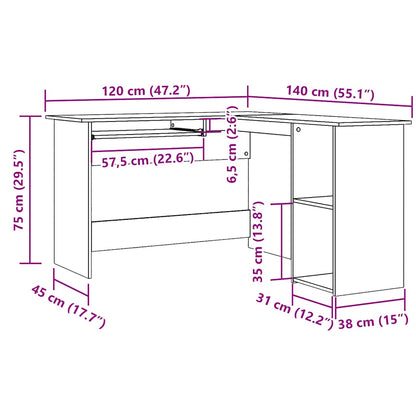 vidaXL Bureau d'angle vieux bois 120x140x75 cm bois d'ingénierie