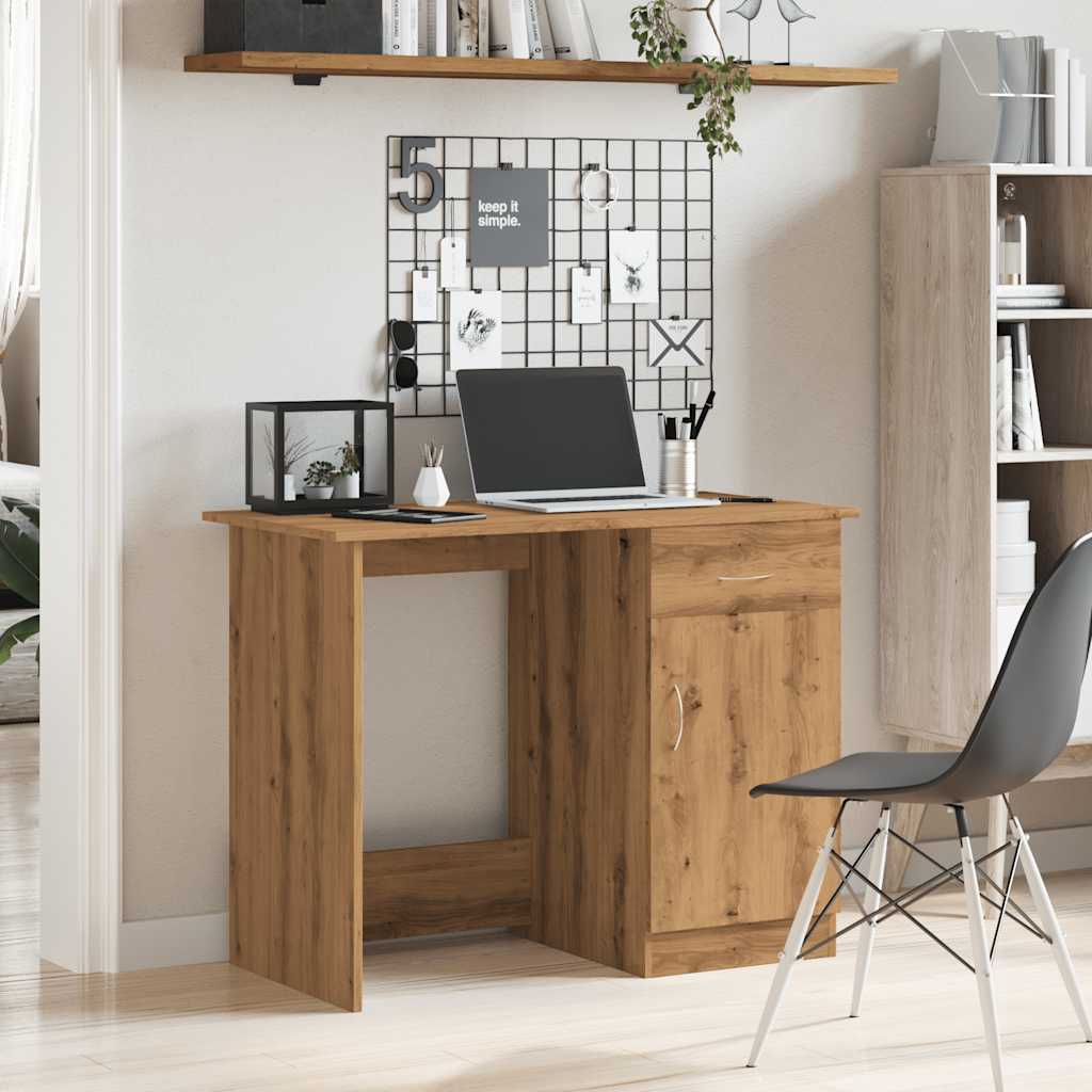 vidaXL Bureau chêne artisanal 100x50x76 cm bois d'ingénierie