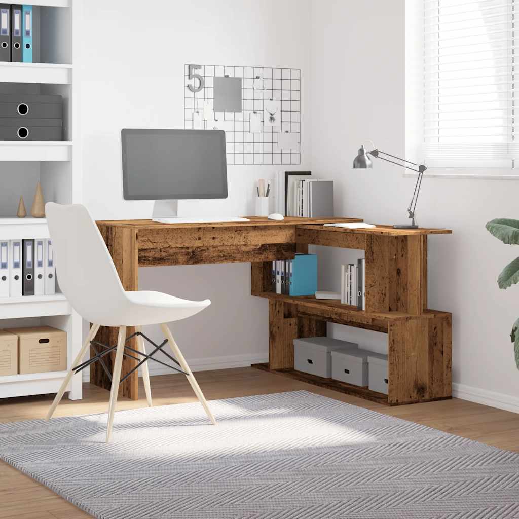 vidaXL Bureau d'angle vieux bois 200,5x50x76 cm bois d'ingénierie