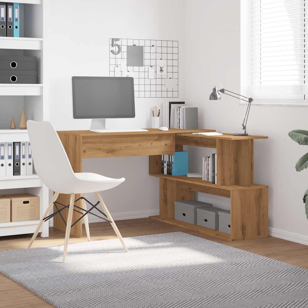 vidaXL Bureau d'angle chêne artisanal 200,5x50x76 cm bois d'ingénierie