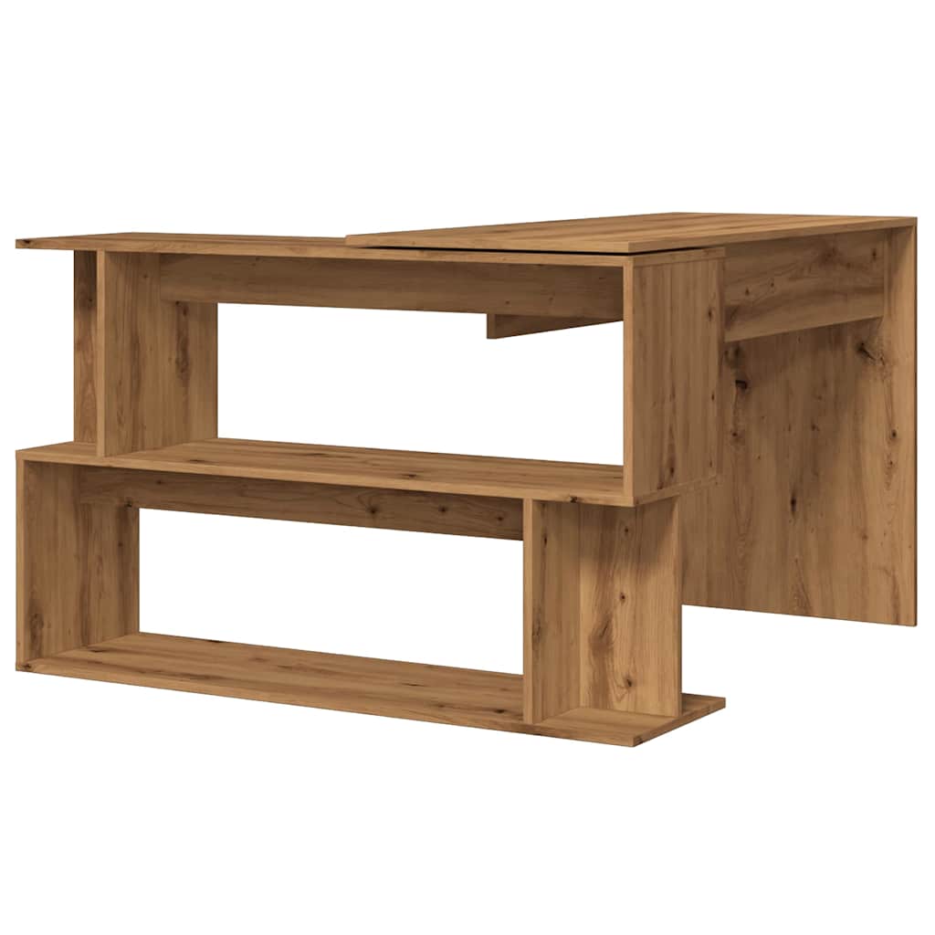 vidaXL Bureau d'angle chêne artisanal 200,5x50x76 cm bois d'ingénierie