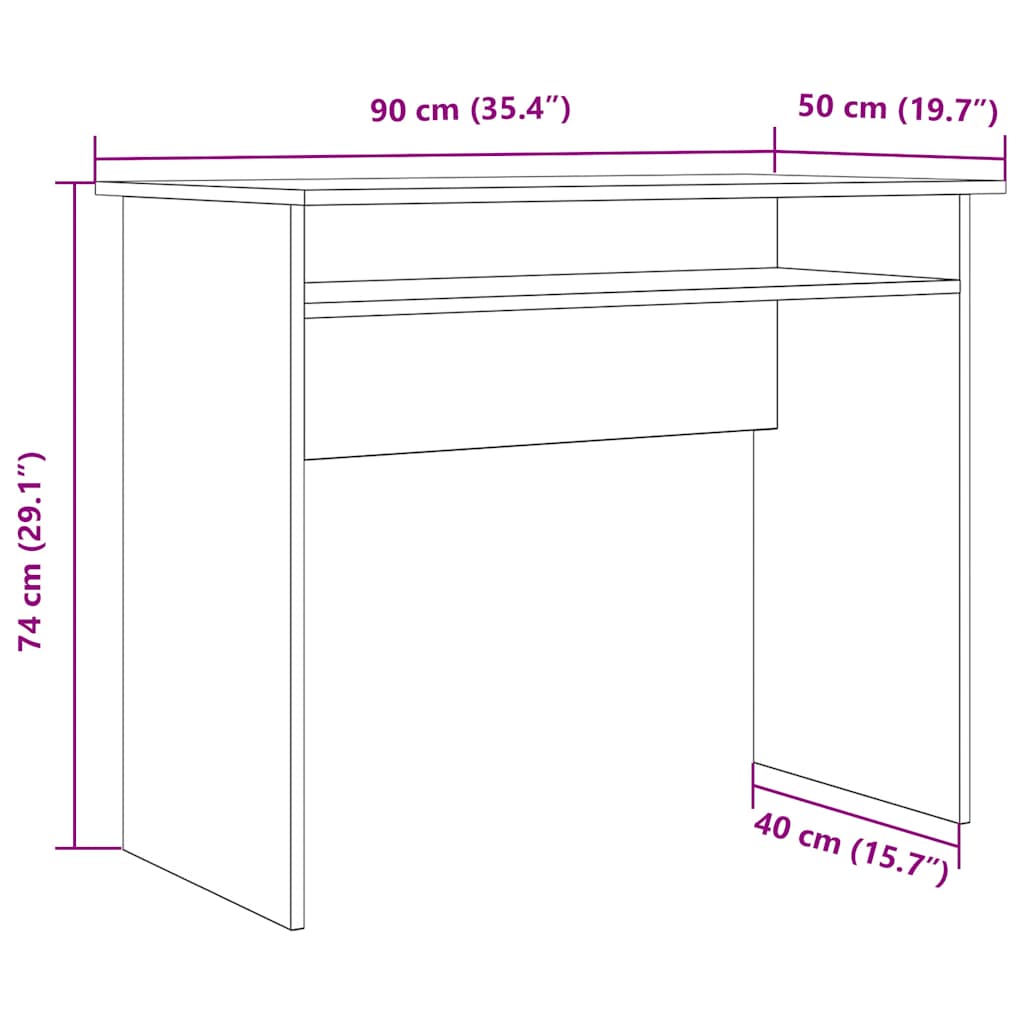vidaXL Bureau vieux bois 90x50x74 cm bois d'ingénierie