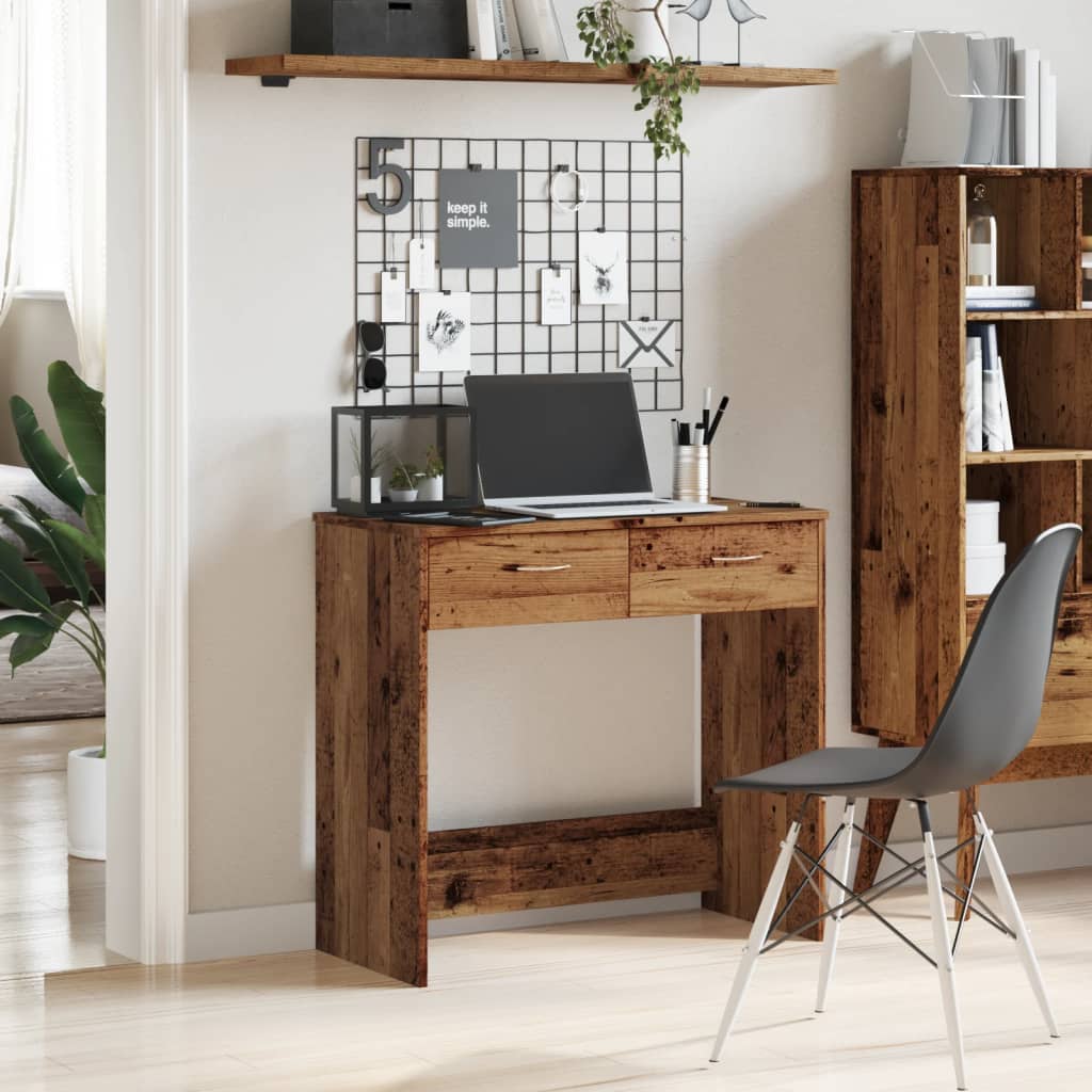 vidaXL Bureau style vieux bois 80x40x75 cm bois d'ingénierie