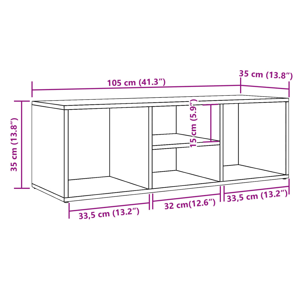vidaXL Banc de rangement à chaussures chêne artisanal 105x35x35 cm