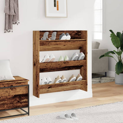 vidaXL Armoire à chaussures murale vieux bois 80x18x90 cm